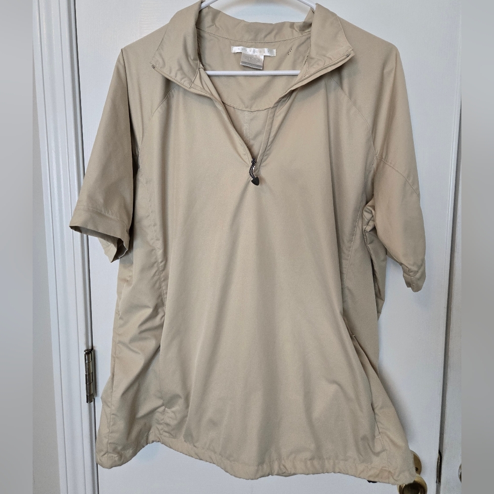 Nike Golf Climafit Beige Short-Sleeve Quarter-Zip Pullover Size XL